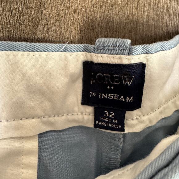 J.Crew 7" Flex Chino Shorts Mens Sz 32 Light Blue Flat Front Stretch Classic Fit - Picture 5 of 8